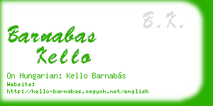 barnabas kello business card