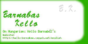 barnabas kello business card